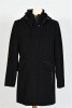 manteau noir laine à capuche